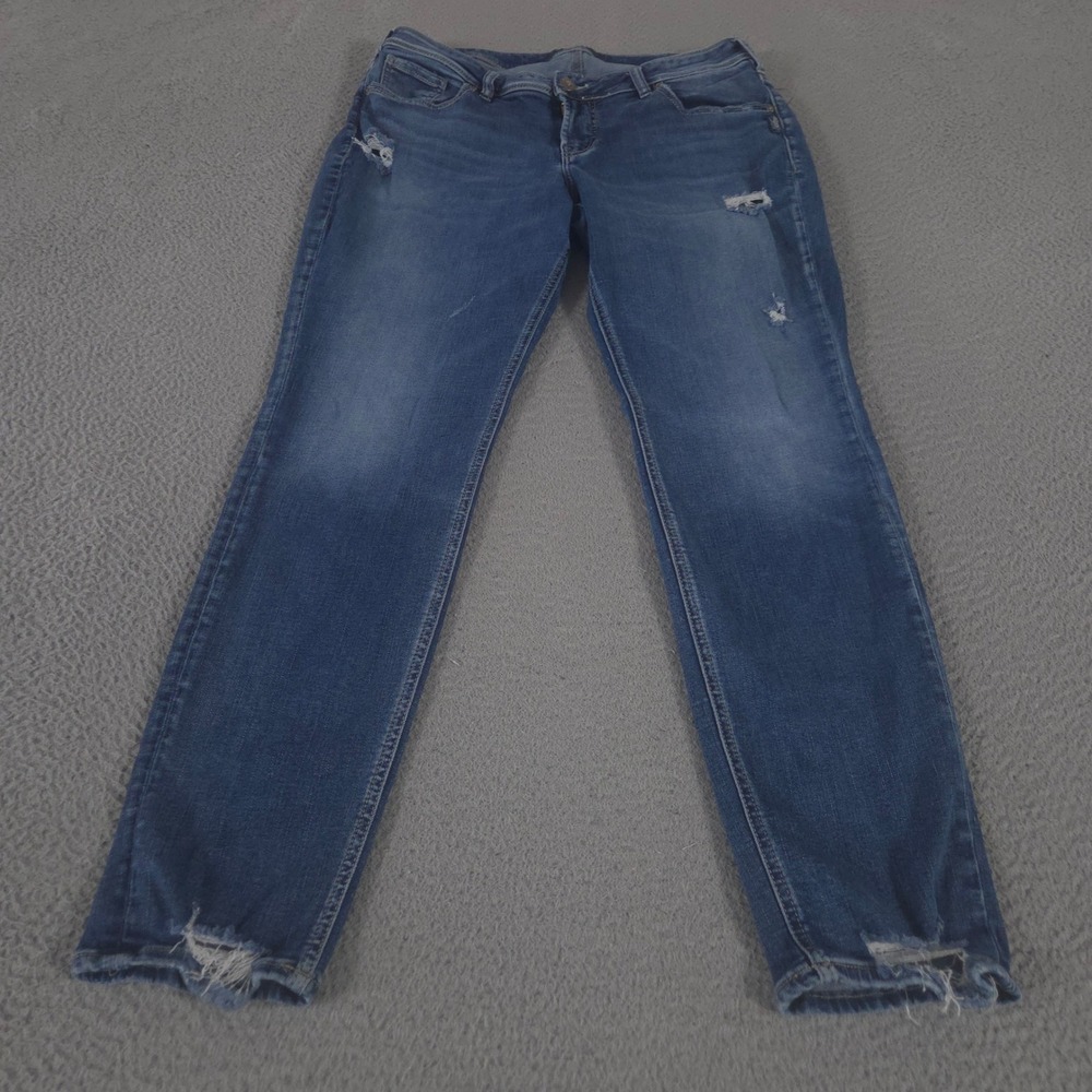 Silver Jeans Jeans Womens 14 Blue Sam Slim Leg Distressed Frayed Hem Denim Pants
